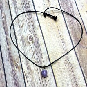 Vintage Purple Stone Corded Boho Hippie Lavender Rock Smooth Wicca Energy 90s